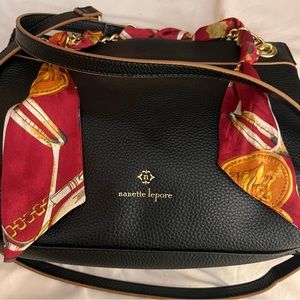 Nanette Lepore Black Leather Shoulder Handbag